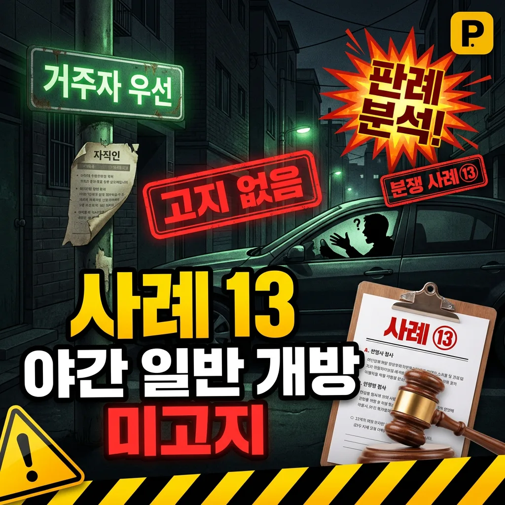 사례 13. 거주자구획 야간 일반 개방 미고지