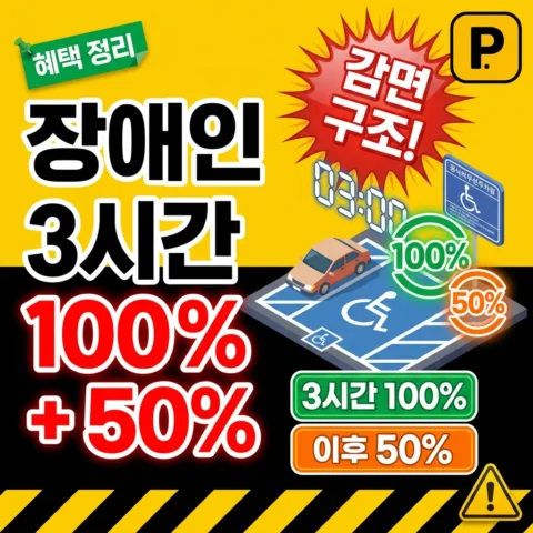 장애인 3시간 100% + 이후 50% 감면 구조 - 가이드