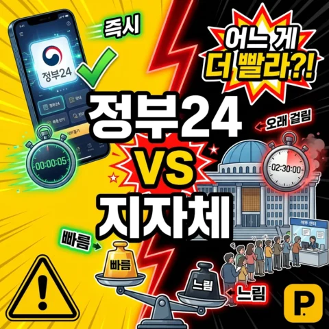 정부24 통합신청 vs 지자체 직접 신청 — 어느 게 더 빠른가 - 비교