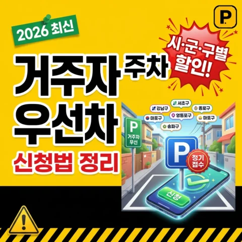 거주자우선주차 신청법 — 시·군·구별 정기 접수·할인 정리 (2026)