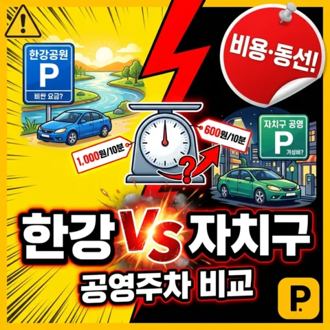 한강공원 주차장 vs 인근 자치구 공영 — 비용·동선 비교 - 비교