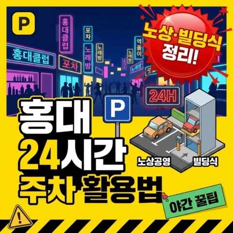 홍대 24시간 주차장 활용 — 노상공영부터 빌딩식까지 - 꿀팁