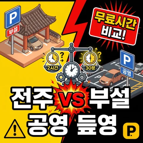 전주 한옥마을 부설 vs 인근 공영 — 무료시간 비교 - 비교