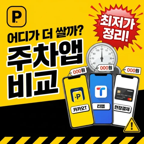 카카오T주차 vs 티맵주차 vs 현장결제 — 어디가 더 쌀까 - 비교