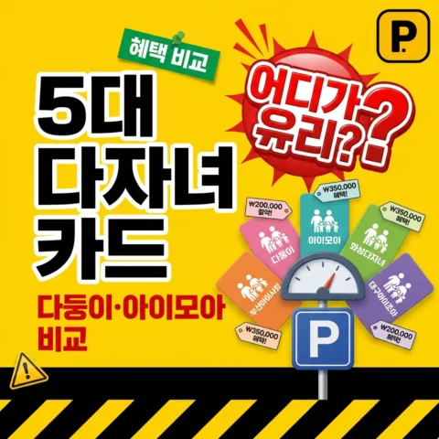 다둥이 vs 아이모아 vs 화성다자녀 — 5대 다자녀 카드 비교 - 비교