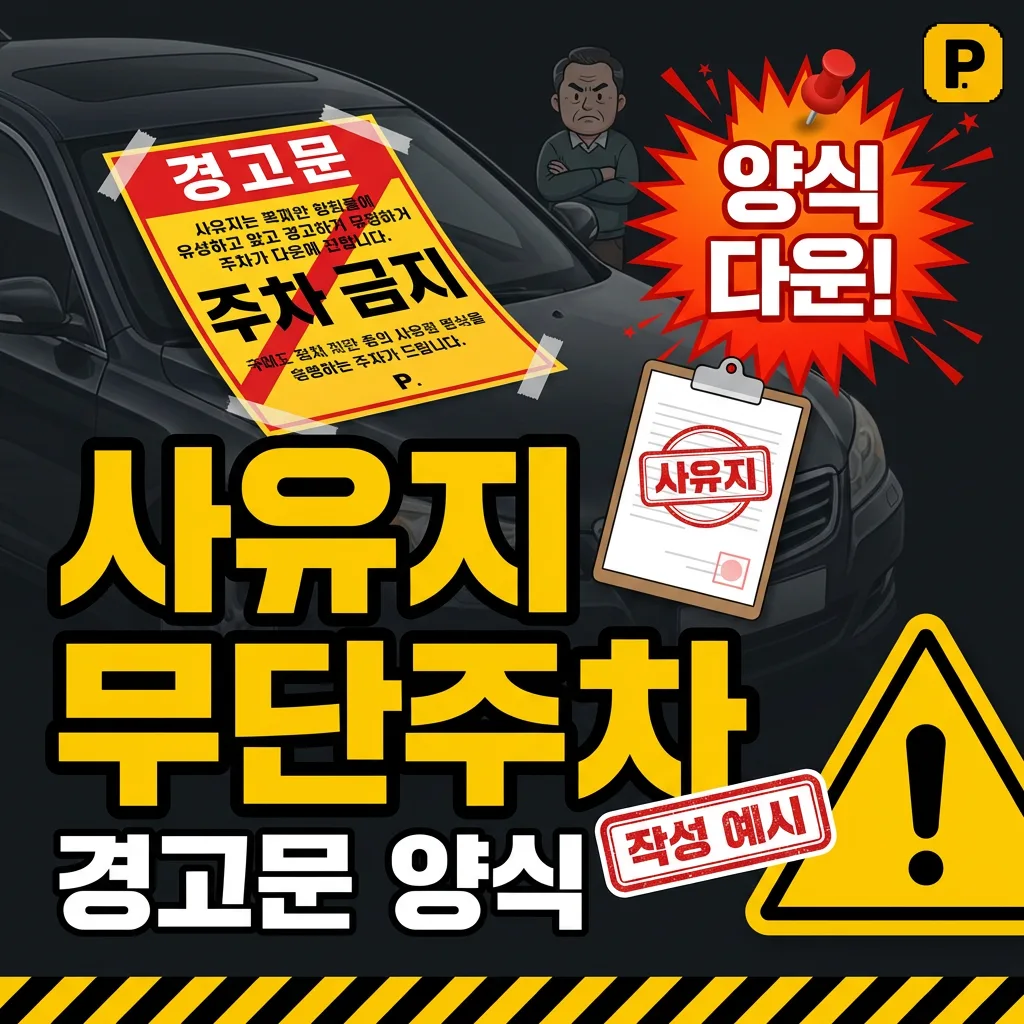사유지 무단주차 경고문 양식 — 작성 예시 + 다운로드