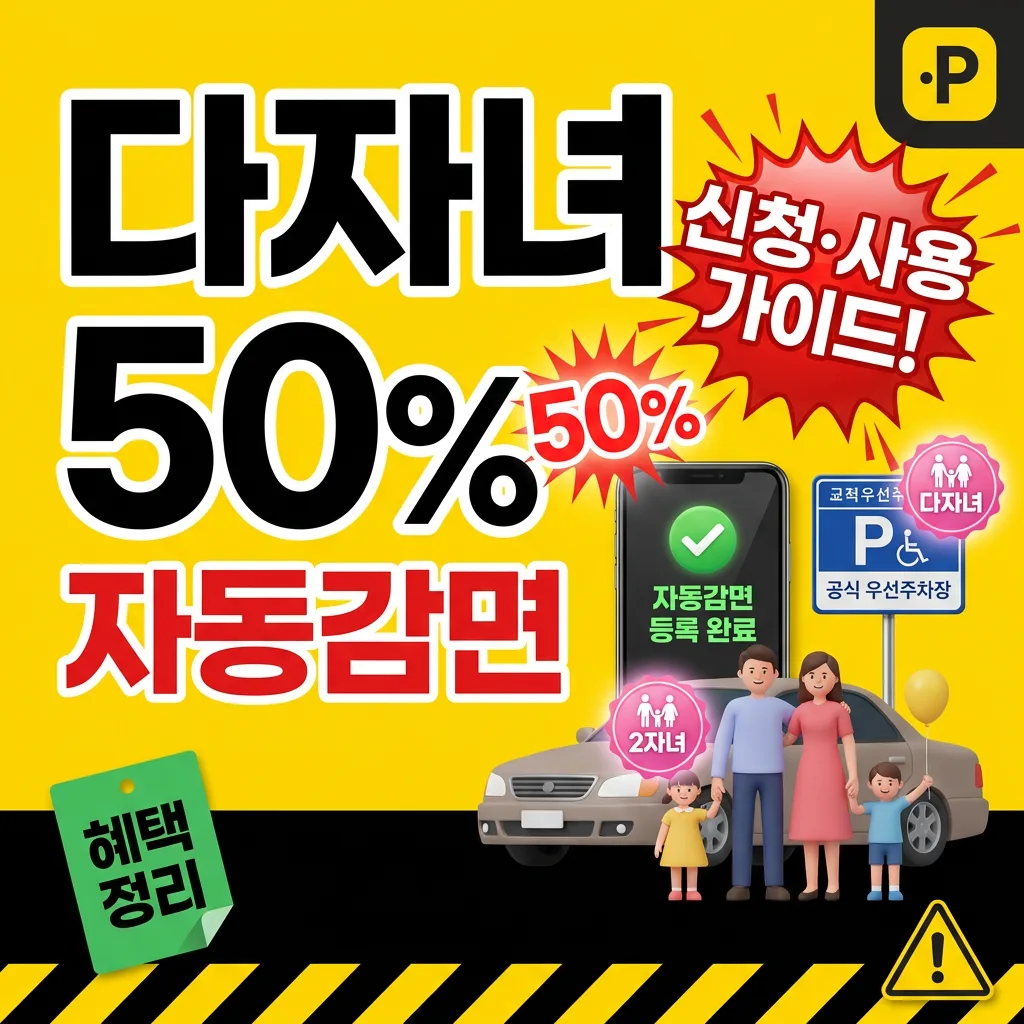다자녀 가구 주차요금 50% 자동감면 — 신청부터 사용까지